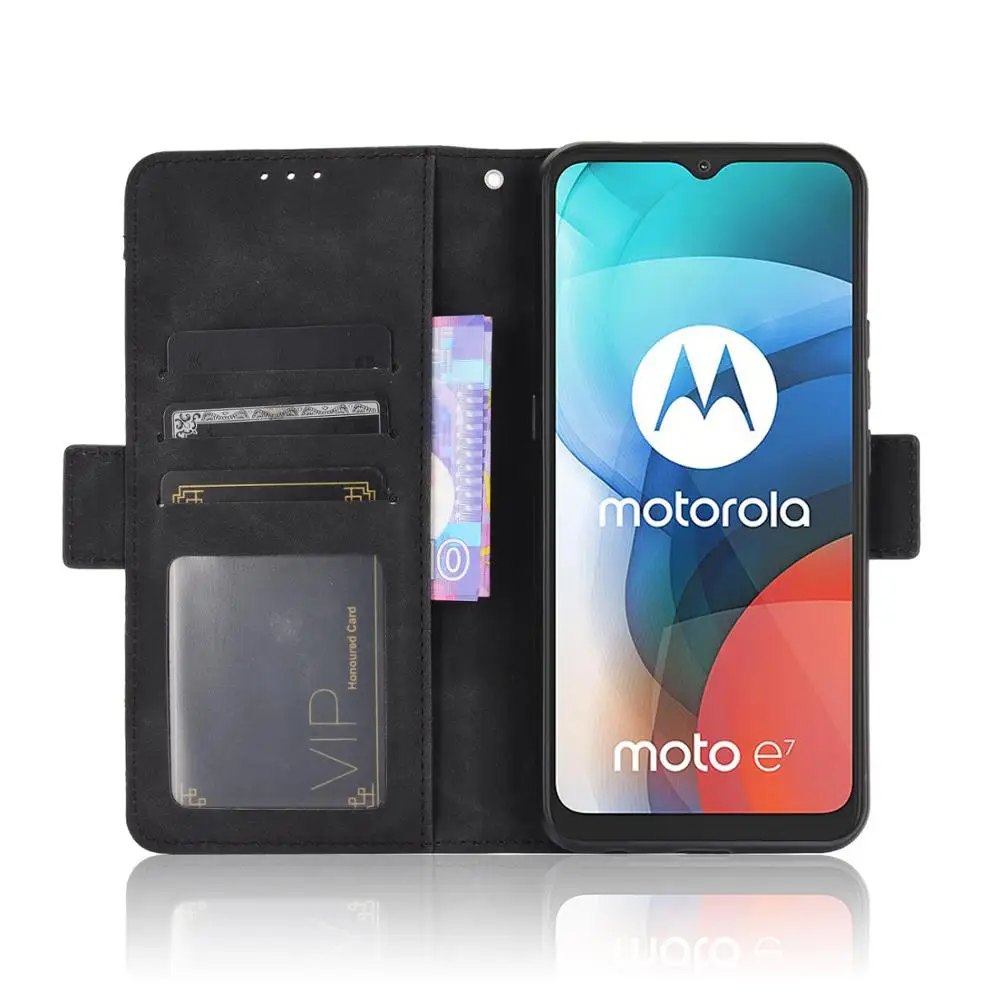 For Motorola Moto E7 Case Premium Leather Wallet Leather Flip Multi-card slot Cover For Motorola Moto E7 XT2052-1 Case 6.5 inch