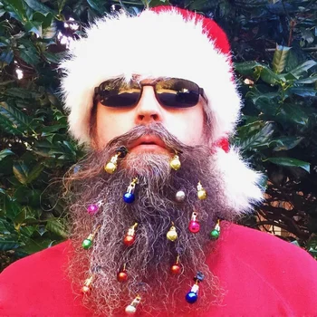 

12/16pc Light Bulb Bells Bell Clips Christmas Moustache Decoration Beard Ornament Christmas Hair Pendant Bright Funny Party Gift