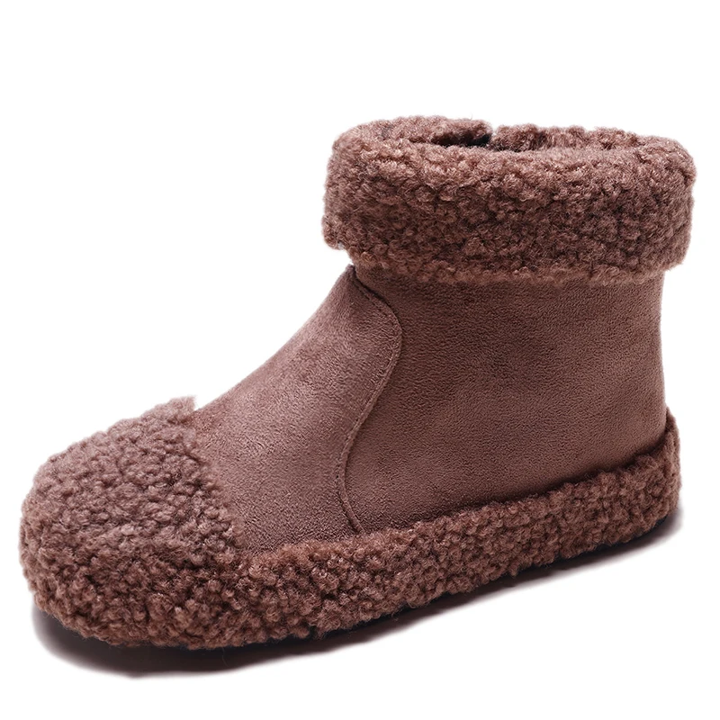 Женские зимние ботинки; botas femininas; меховые теплые ботильоны на плоской подошве с толстым плюшем для женщин; зимняя обувь на платформе - Цвет: Caramel