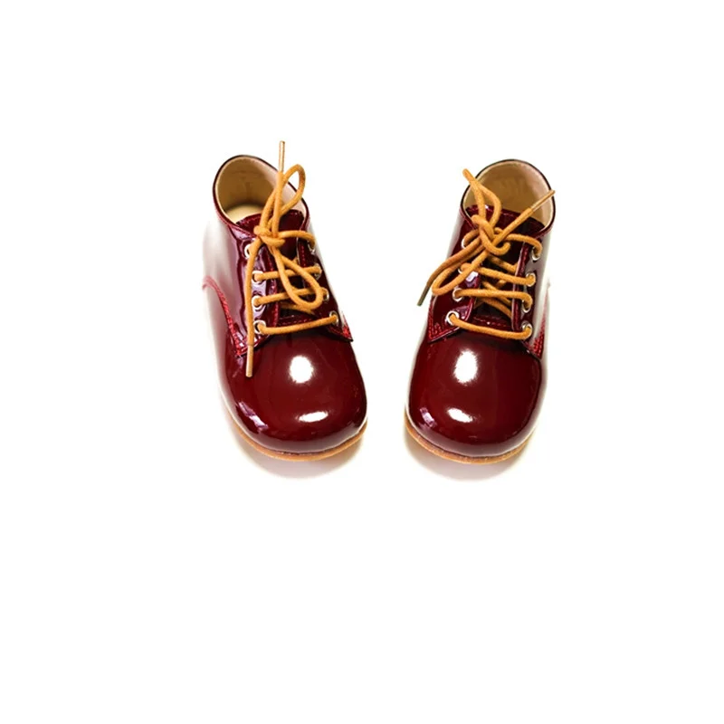 Новые детские повседневная обувь для вечеринок Обувь для девочек обувь Нескользящие Детские туфли на плоской подошве кожаные Обувь для девочек принцессы 13.5-17.5 см - Цвет: wine red