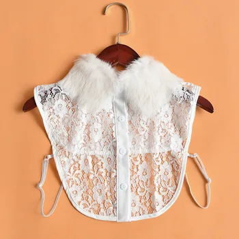 

2020 Women Lace Flower Sweater Shirt Fake Collar Embroidery Alloy Rhinestone Chiffon Cotton Detachable False Collar Blouse Tops