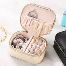 

Simple Jewelry Box Faux PU Leather Earrings Necklace Bracelet Storage European Style Portable Travel Jewellery Organizer