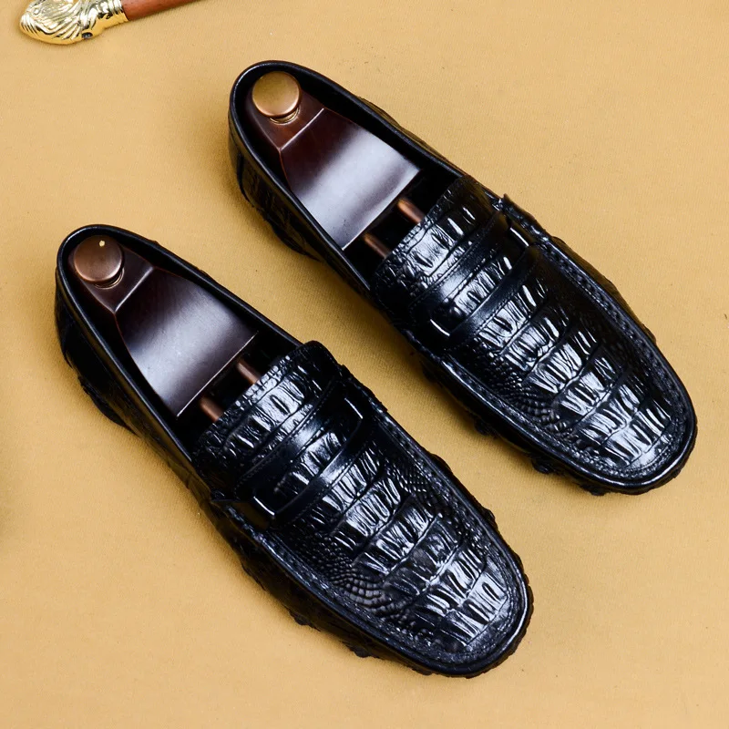 

Spring And Autumn New Style Octopus Moccosins Men's Genuine Leather Cowhide England Crocodile Pattern Casual Leather Shoes Fashi