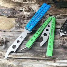 

Foldable Butterfly Knife Unedged Ball Bearing Transformable Blunt Balisong Pocket Trainer Training MultiTool For Game Hex Wrench