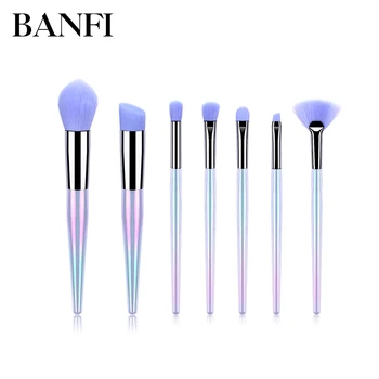 

BANFI Purple Foundation Makeup Brushes Set Eyeshadow Colorful Powder Wood Handle Cosmetic Eyebrow Beauty Tool