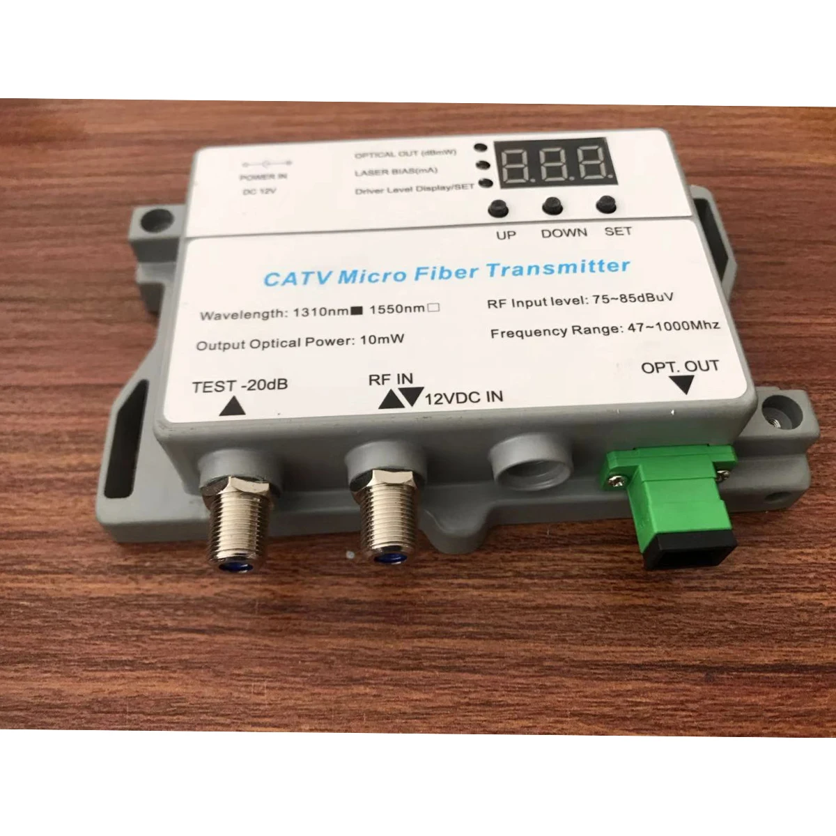 CATV optical transmitter RF to fiber 10mw FTTH 12V DC 1310nm 1550nm CATV with SC APC FTTH optical transmitter Fibre Optica Tool ftth fiber optic splicing machine with 9 kinds of language