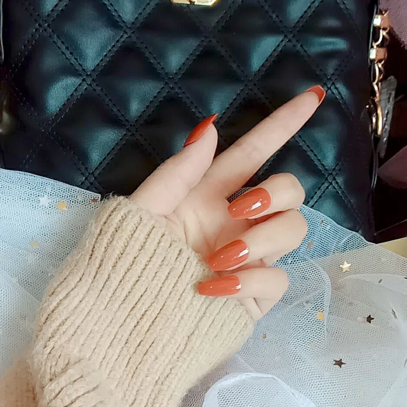 Nusx False Nails Natural Arcylic Overhead Manicure Capsule Pumpkin Full Cover Detachable Pointed Head Fake Nail 2