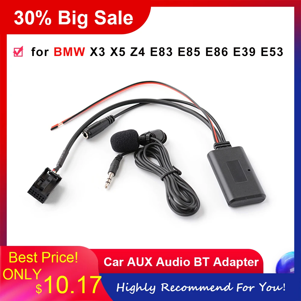  2019 Bluetooth Car AUX Audio BT Adapter with Microphone Replacement for BMW X3 X5 Z4 E83 E85 E86 E3