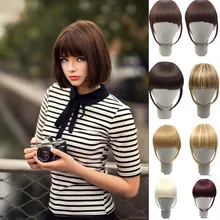 Xuanguang fibra de alta temperatura do cabelo sintético puro frente falsa franja fina тупой зажим em franja pecha para Liuhai