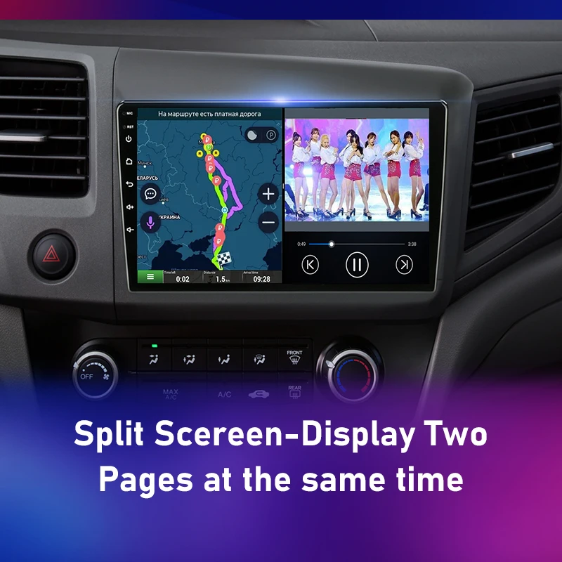 For Honda Civic 2012-2015 Android Car Radio 2 Din GPS navigation Multimedia Video Player RDS DSP 4G DVD Screen Floating stereo