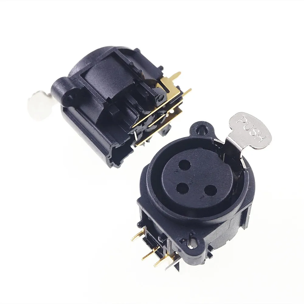 Conector de Posições Xlr Conector de Painel de Montagem Trava Fêmea de Ângulo Reto Recetáculo Pinos Circular Conn Placa de Ouro Pinos Pcb com 10 Peças