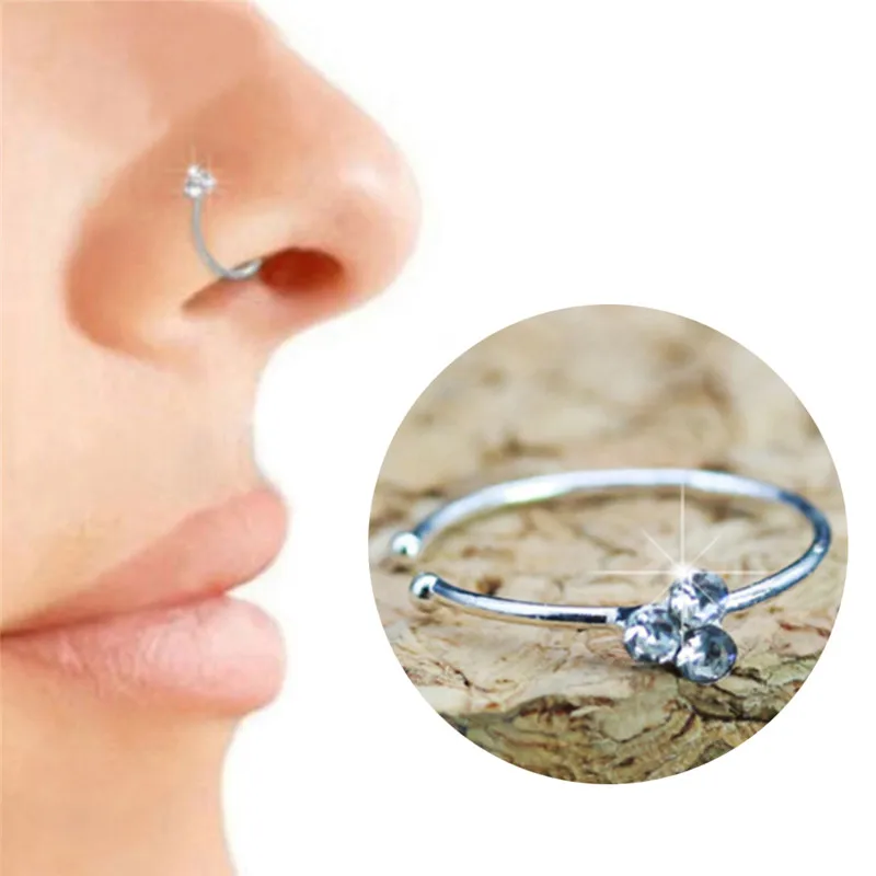 Модные хирургические стальные хрустальные стразы цветочные кольца для носа
