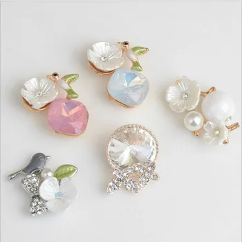 

Pearl Rhinestone Embellishments Buttons Flatback Decorative For Handicraft Bowknot Flower Decoration DIY Craft Supplies 10pieces