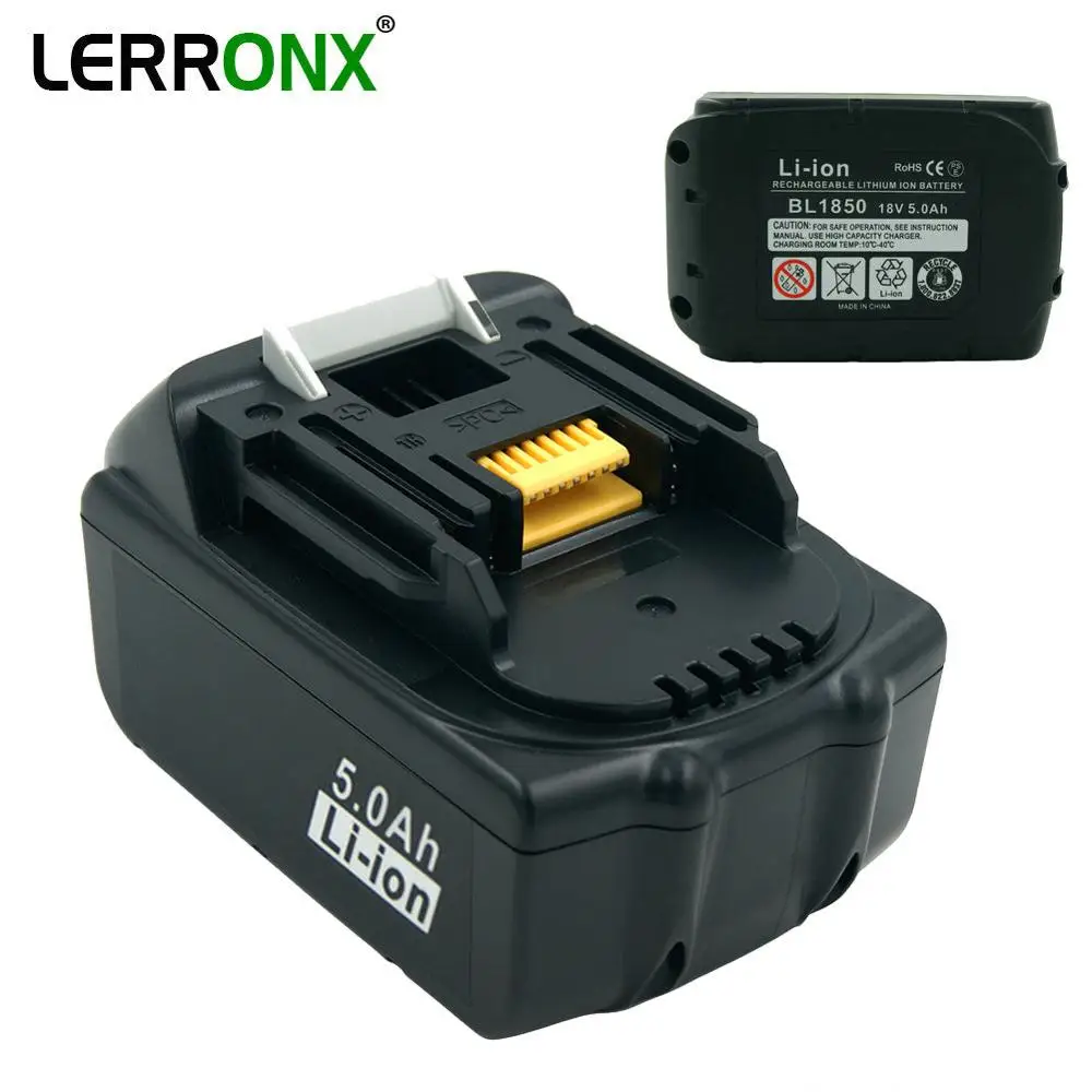 Lerronx высокое Ёмкость 5.0Ah 18 V BL1850 замена литиевая батарея для Makita Перезаряжаемые батарея BL1815 BL1830 BL1840 LXT400