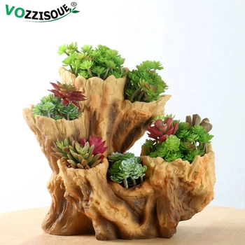 Maceta grande china de imitación de resina, raíz de árbol, bonsái de interior, Maceta Colgante para suculentas, decoración de oficina