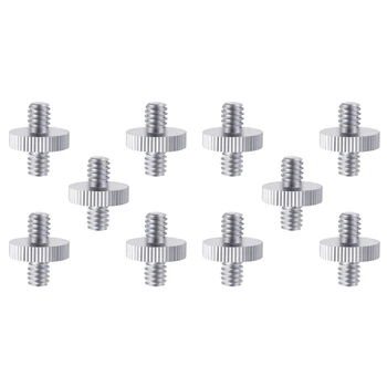 

10 Pieces Metal Threaded Screw Adapter Tripod Screw Converter, 5 Pieces 1/4 Inch Male to 1/4 Inch Male & 5 Pieces 1/4 Inch Male