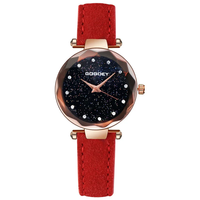 

Foreign Trade Convex Glass Rhinestone Women's Quartz Watch Korean-style Versitile Fashion Dull Polish Soft Leather Gift WOMEN'S
