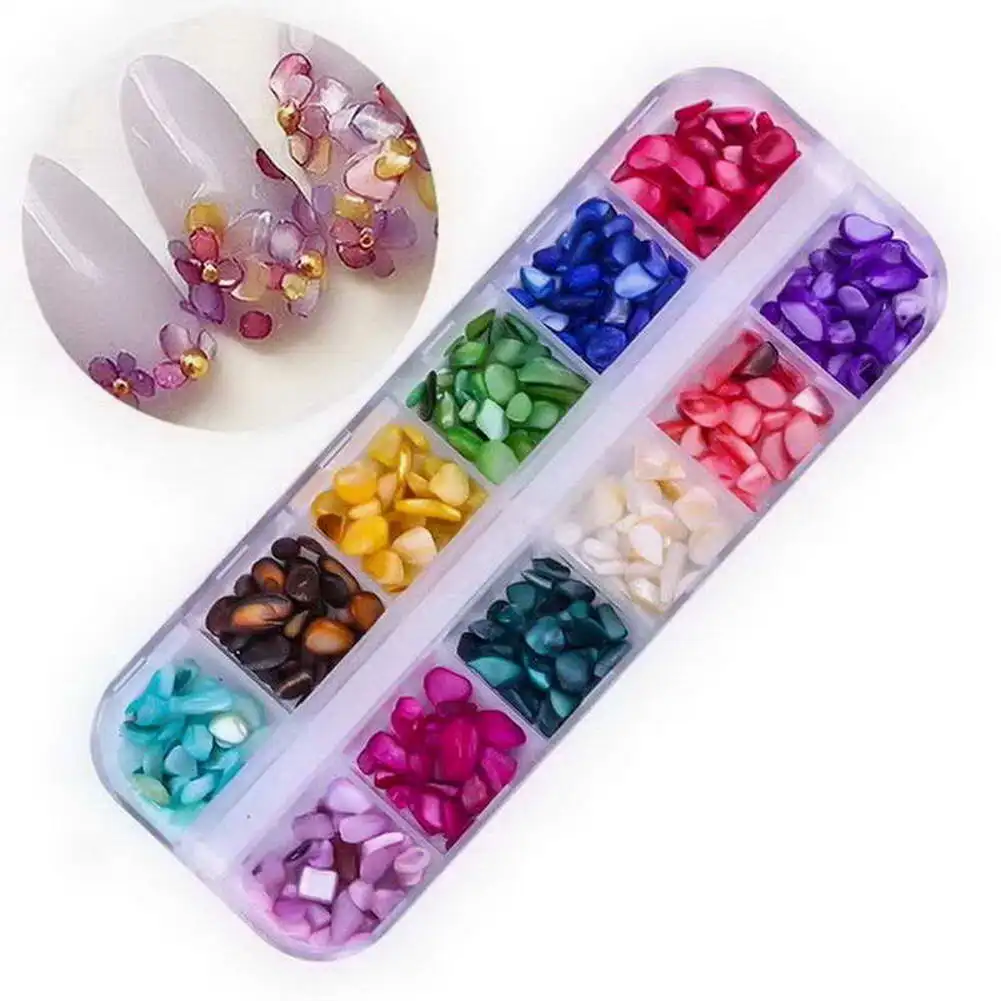 

12 Colors Nail Petals Shell Small Crushed Stone Crystal Shell Ornament Manicure Tools @ME88