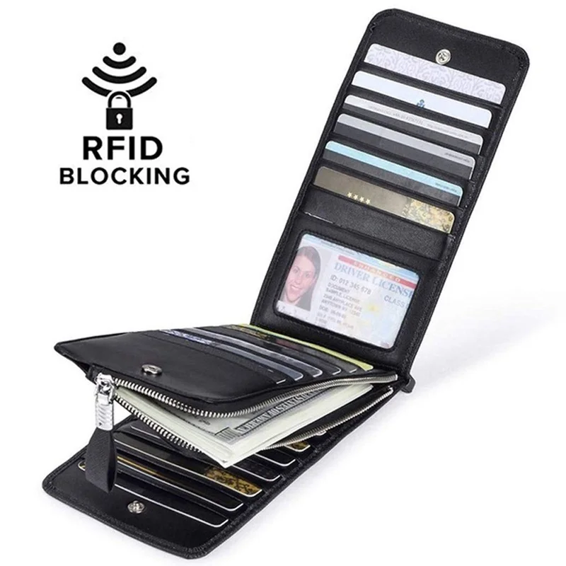26 слотов для карт кожаный держатель мужчин и женщин RFID Блокировка Кредитная ID