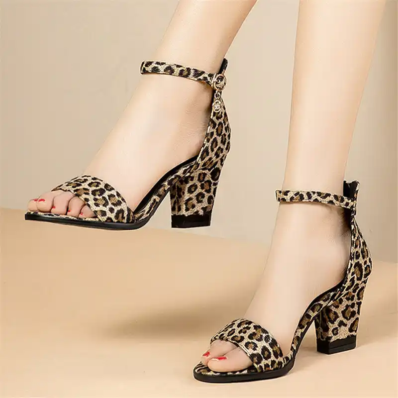 leopard print high heel sandals