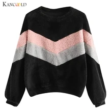 KANCOOLD Свитшоты модные Лоскутные женские пуловеры Топы женские теплые пушистые фланелевые спортивные костюмы с длинным рукавом Женские Sudaderas 09
