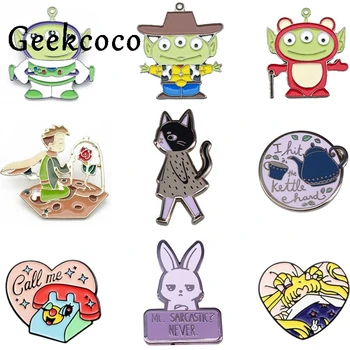 

20pcs/lot J1433 Geekcoco Cartoon Cat Little Prince Metal Brooch Collar Anime Sailor Moon Pin Jeans Shirt Badges Backpack Pins