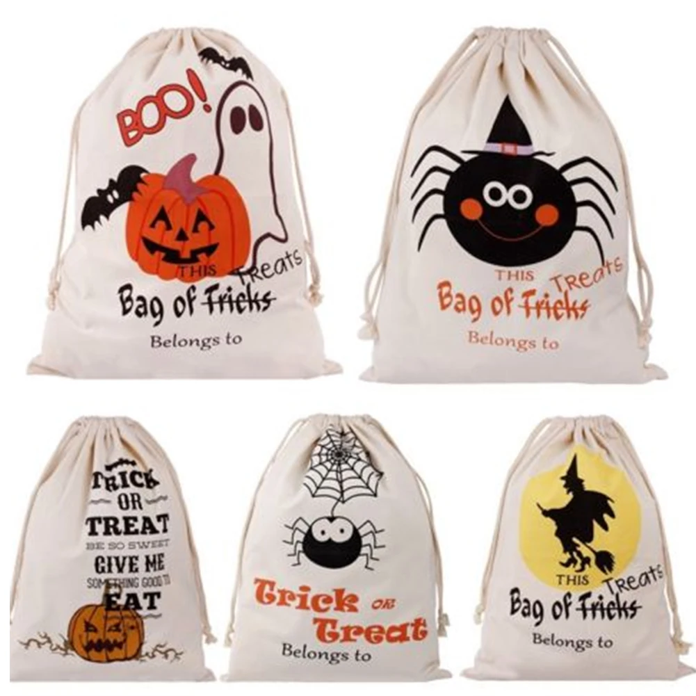 Мешки с рисунком для хеллоуина сумка для Хэллоуина Тыква трюк или обрабатывать сумки холст паук веб-вечерние украшения «сделай сам» события вечерние принадлежности