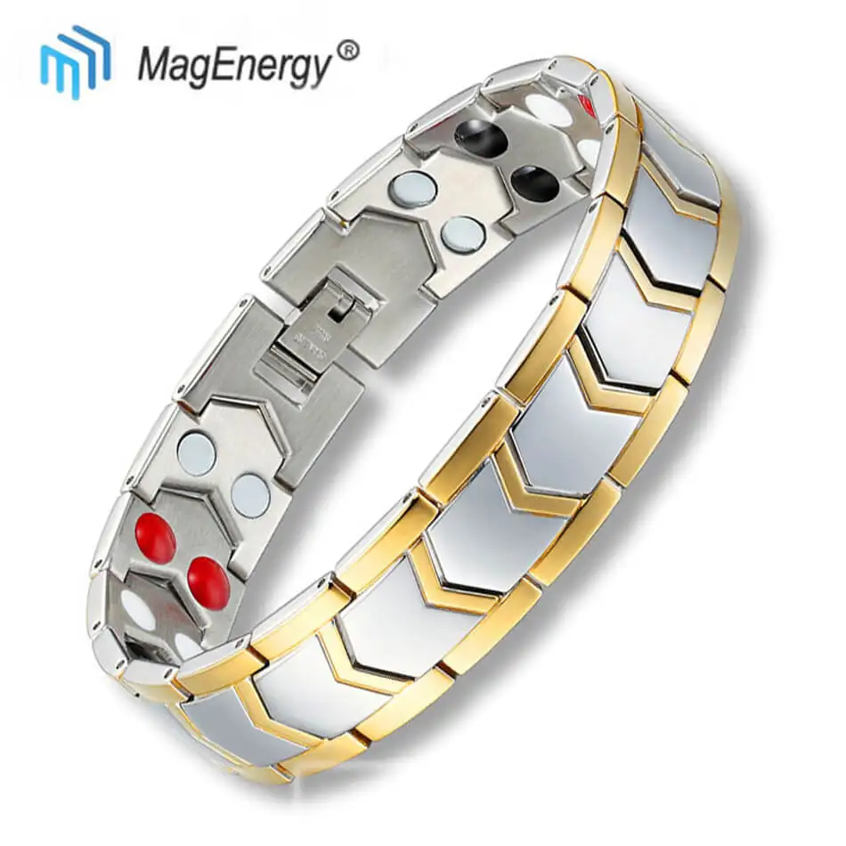 MagEnergy мужские браслеты Магнитный браслет для артрита золото и серебро два тона браслеты Био энергия мужские браслеты