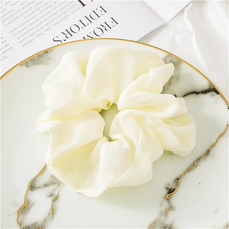 white 01 1 шт., Женский однотонный атлас, резинки, эластичные волосы резинки, бант, скручивающий пакет, Милые простые шелковые аксессуары для волос для девочек - Цвет: white 01