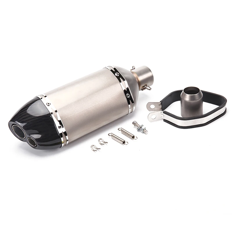 Двойной наконечник для носа Akrapovic, глушитель для мотоцикла, выхлопная труба из нержавеющей стали, глушитель для мотоцикла, выхлопная труба с адаптером 36-50 мм - Цвет: Синий