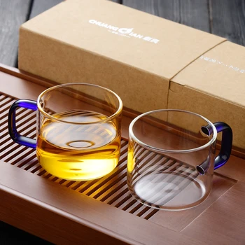 

2PCS 100 ml Thickened Heat-resistant Glass Tea Cup Transparent Kung Fu Small Teacups Water Cup Creative Teaware Drinkware Crafts