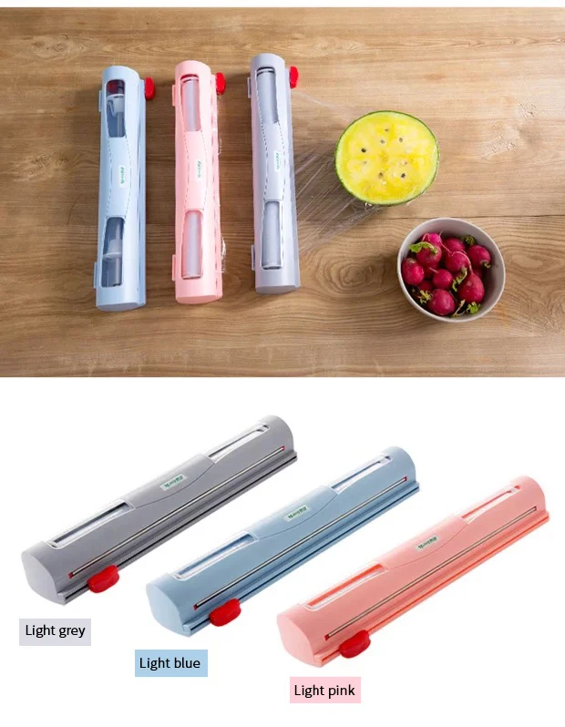 Cling film cutter stainless steel blade plastic wrap box creative adjustable double size distribution 40 m cling film