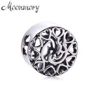 

Moonmory 100% 925 Sterling Silver Charm Arabic Love Bead Fit Brand Bracelet DIY Jewelry Accessory central swirling motif