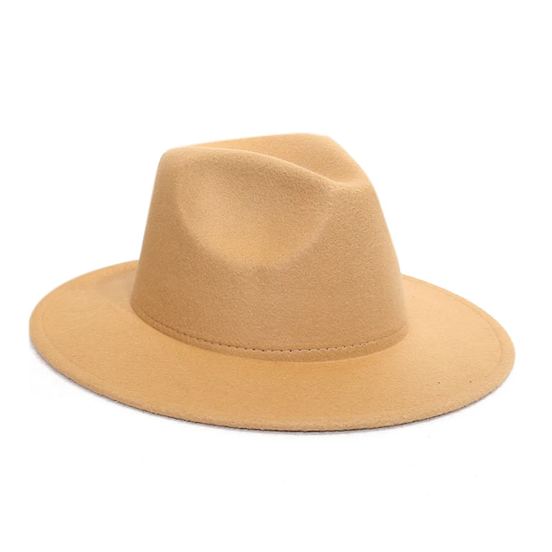 JaMerry винтажная шерстяная Фетровая Шляпа Fedora с широкими большими полями, женская элегантная Осенняя Зимняя шляпа-федора, одноцветная шляпа от солнца, женские шляпы