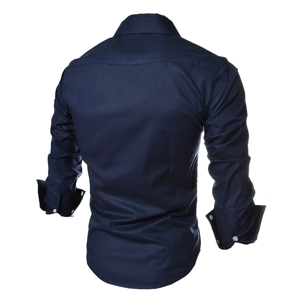 Мужская Повседневная рубашка Slim Fit Мужская Повседневная рубашка на пуговицах с длинным рукавом официальные сорочки мужская одежда