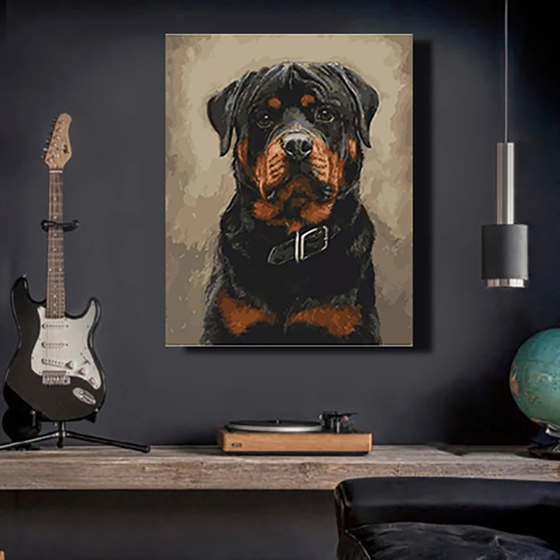DIY Рисование по номерам с наборами животных милая собака декоративная вешается на стену
