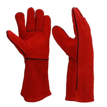 

SHGO HOT-Welding Gloves - Heat/Fire Resistant, Perfect For Welder/Oven/Fireplace/Animal Handling/Bbq Gloves - 14Inches