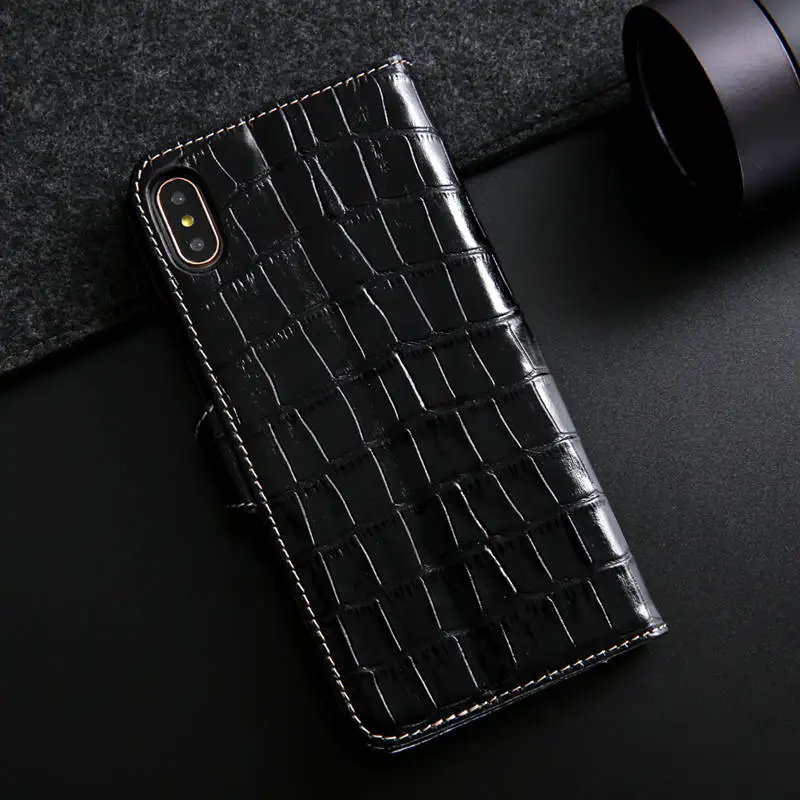 Чехол-кошелек из натуральной кожи для iPhone 7 8 Plus X XR XS максимальный чехол Чехол из крокодиловой кожи для телефона iPhone 11 Pro Max откидная крышка