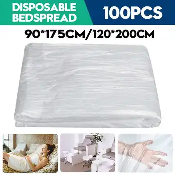 

100Pcs Disposable Massage Bed Cover Transparent Plastic Bedspread Professional Cosmetic Salon Sheets SPA Cover Sheet