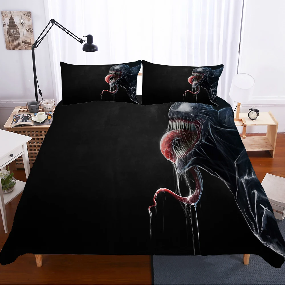 3D Venom Комплект постельного белья, пододеяльник, простыня, постельное белье, размер США, AU, UK, Marvel, супергерой