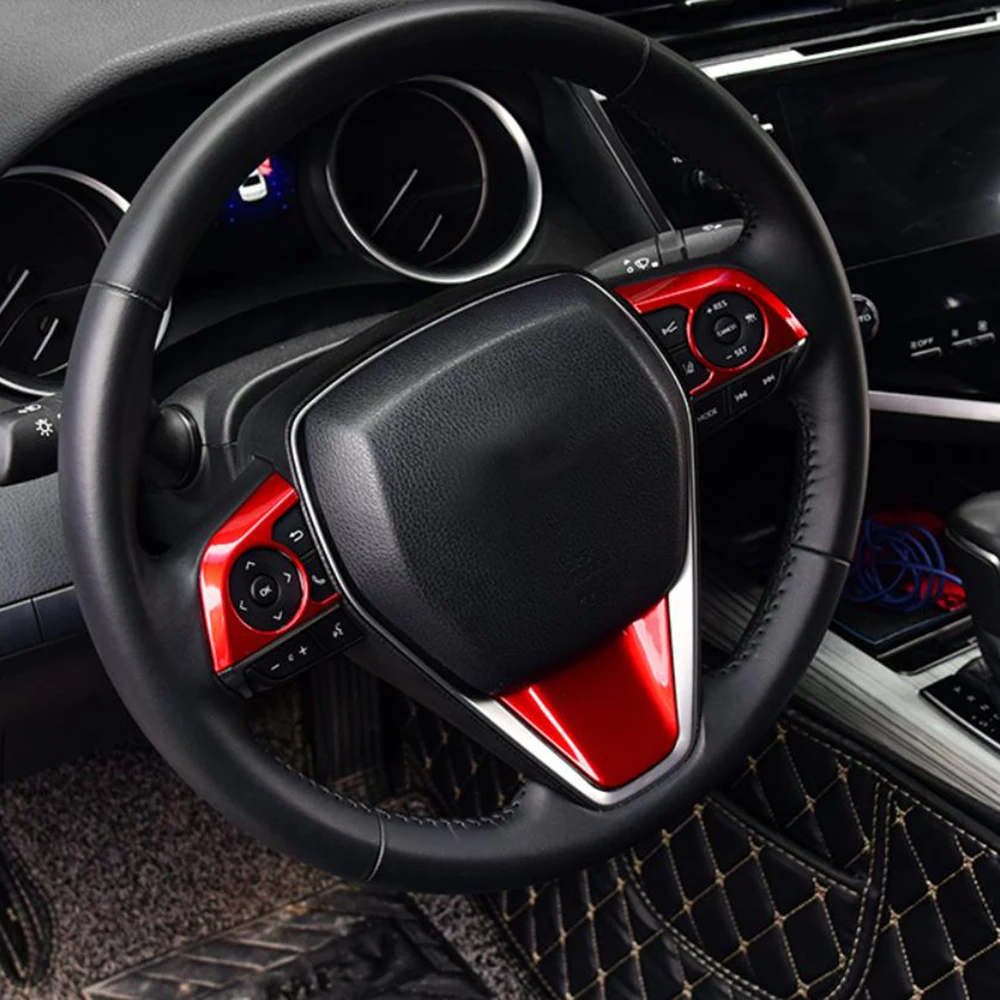Красная внутренняя отделка каркаса кнопки рулевого колеса для Toyota Camry 2018