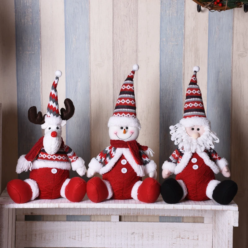Милые сидящие куклы Chritsmas отец Снеговик Лось куклы праздничный подарок на Рождество олень Фигурки Рождественский орнамент для дома Navidad