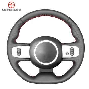 

LQTENLEO Black Artificial Leather Hand-stitched Car Steering Wheel Cover For Renault Twingo 3 2014-2019 Twingo RS 2014-2019