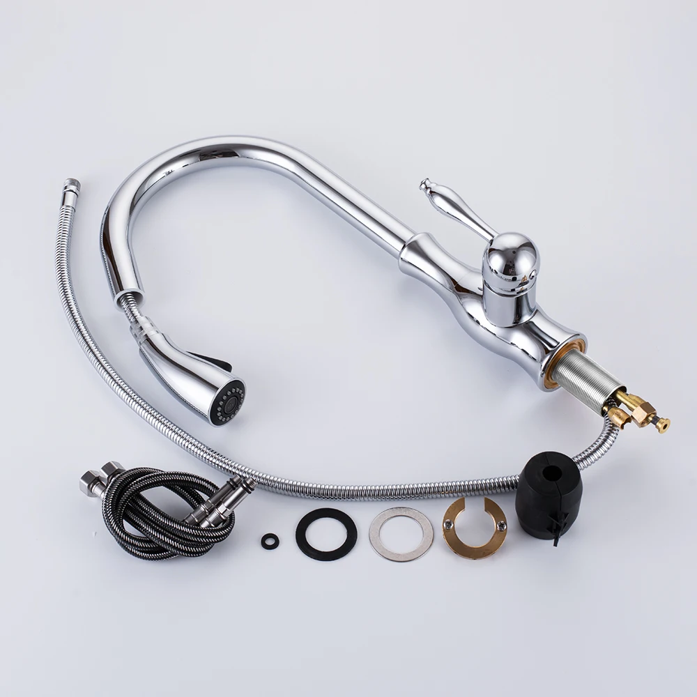  Kitchen Sink Faucet Single Handle Chrome Taps Pull Out Kitchen Tap 360 Swivel Water Mixer Tap Singl - 32999025075