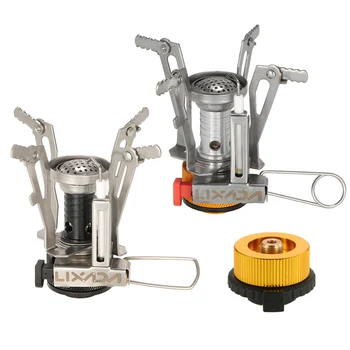 

Lixada 2PCS Outdoor Camping Stove Set Piezo Ignition Gas Stove Portable Outdoor Backpacking Mini Pocket Stove with Adapter