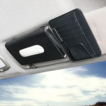 

Car Supplies Car Sun Visor Tissue Holder with Card Holder Creative Car Hanging Sunroof Napkin Bag Card Slot Useful Storage Boxes