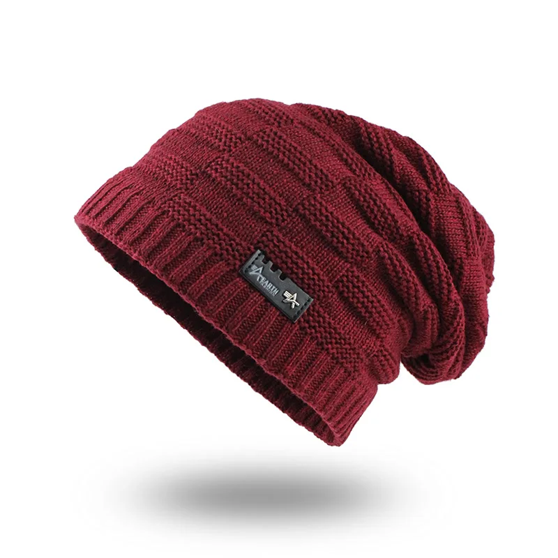 [FLB] зимняя мужская шапка Skullies Beanies, Осенние вязаные шапки, мягкая вязаная шапка, мужская вязаная шапка с геометрическим рисунком, шапка s F18080 - Цвет: Red Hat