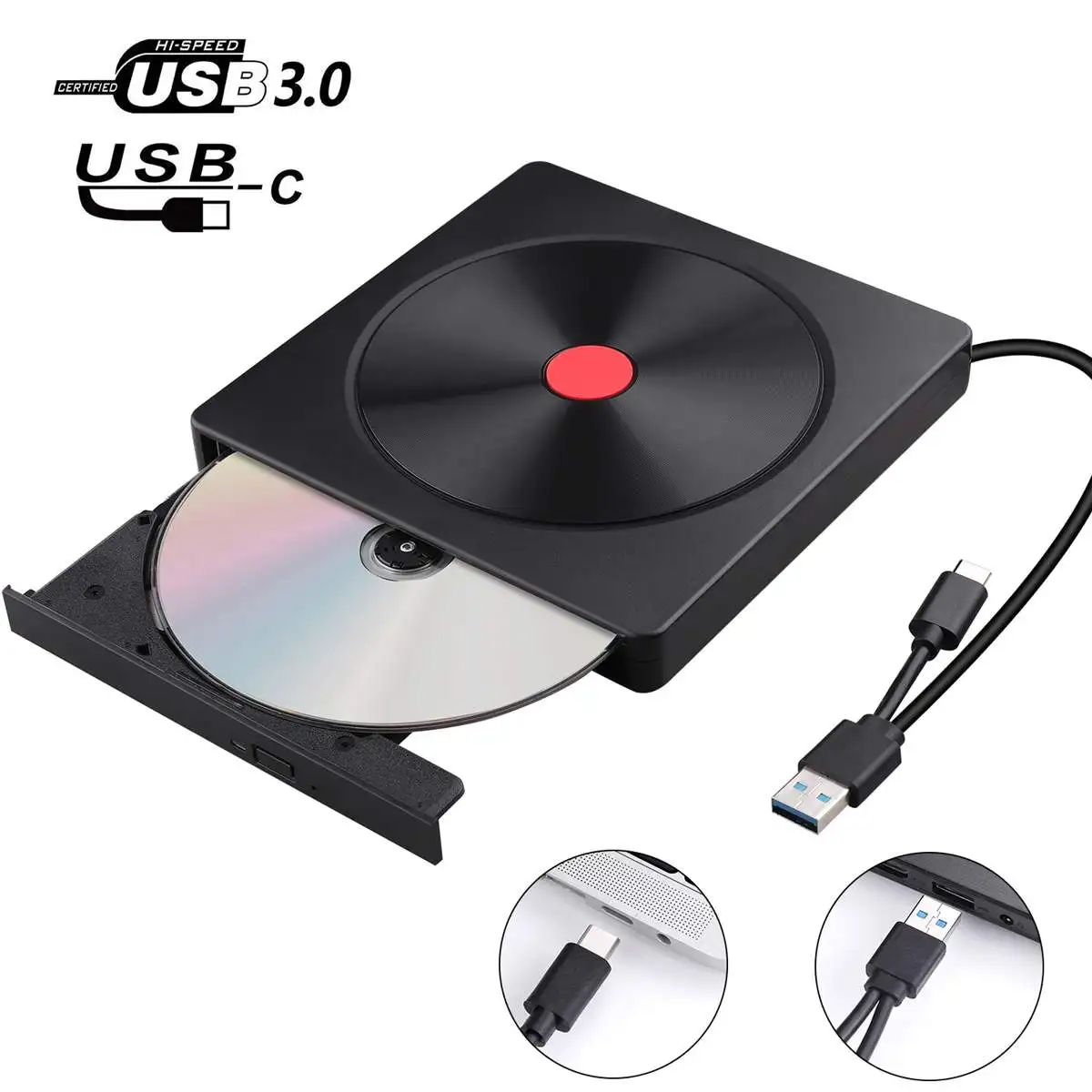 Универсальный Тип C USB 3,0 внешний DVD/CD/VCD RW горелки SVCD оптический привод для Mac/PC/ноутбука/OS/Windows