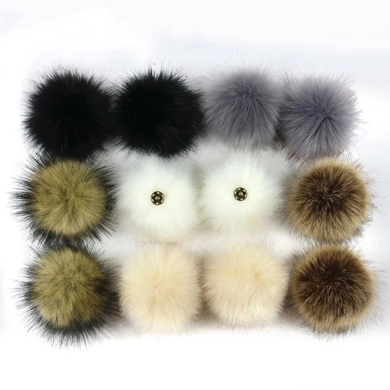 Fluffy Ball Accessories 2pcs Fluffy Faux Fur 12cm Ball for Baby Girl