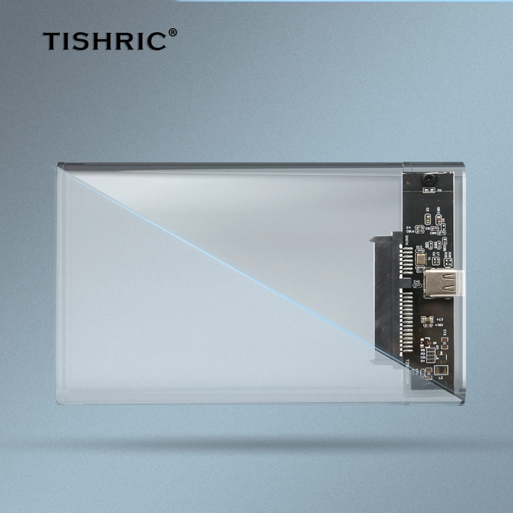 External Hard Drive Case SSD Enclosure External Hard Drive Box Hard Disk Case Hard Drive Enclosure HDD Case Enclosure TISHRIC Transparent HDD Case USB 3.0 Type C For SSD External Hard Disk Drive HDD Box/Enclosure 2.5 HD Optibay SATA to USB 6Gbps